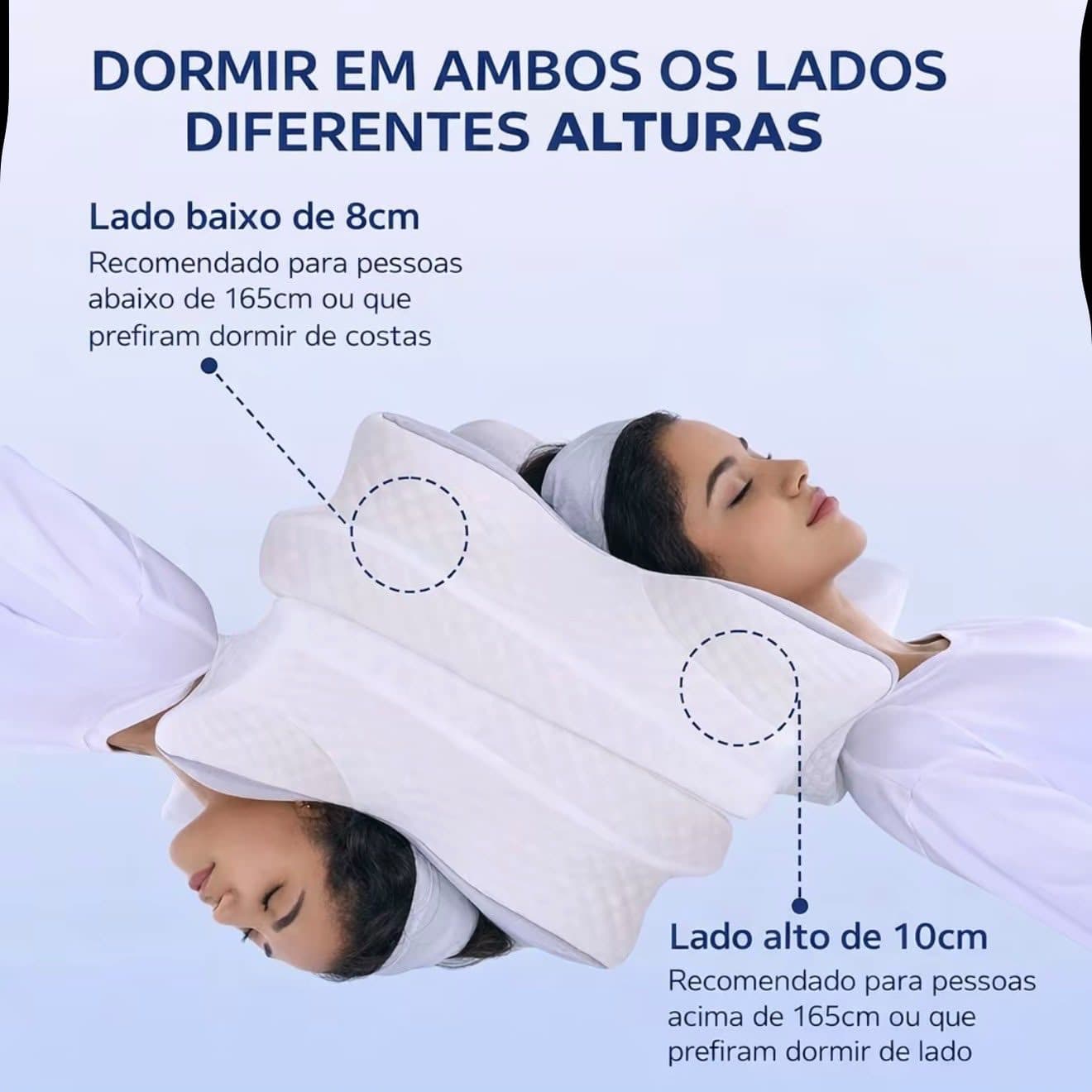 Dois lados de altura do travesseiro
