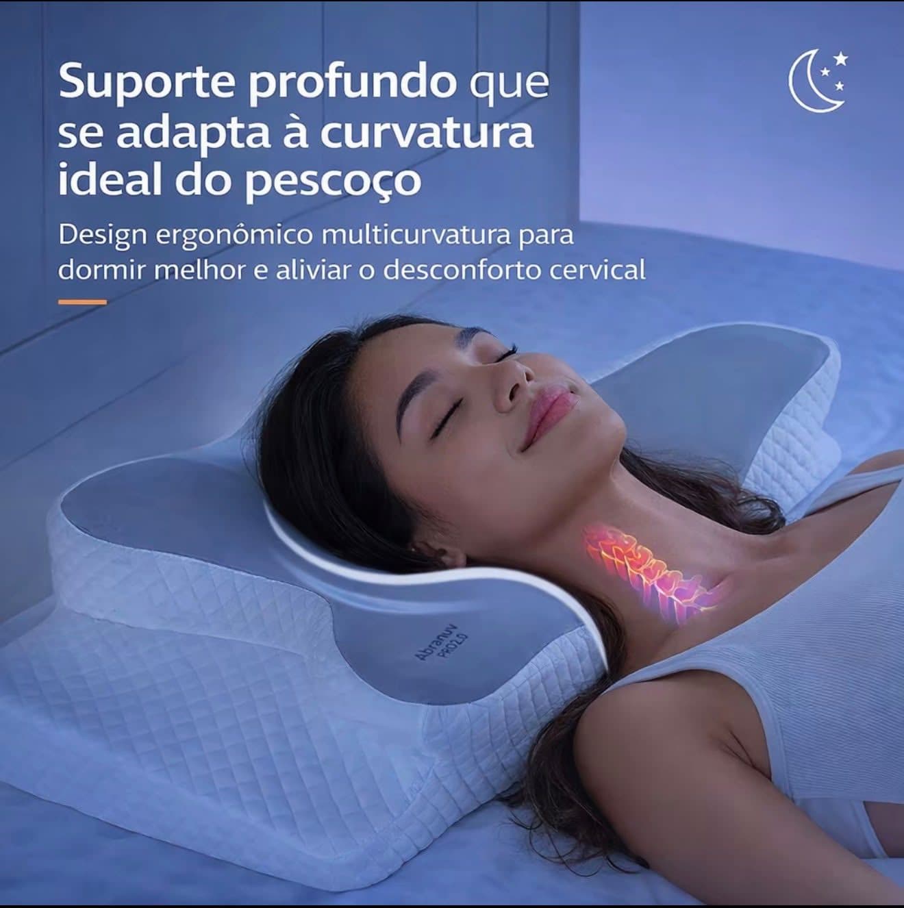 Travesseiro Bom Sono apoiando a região cervical